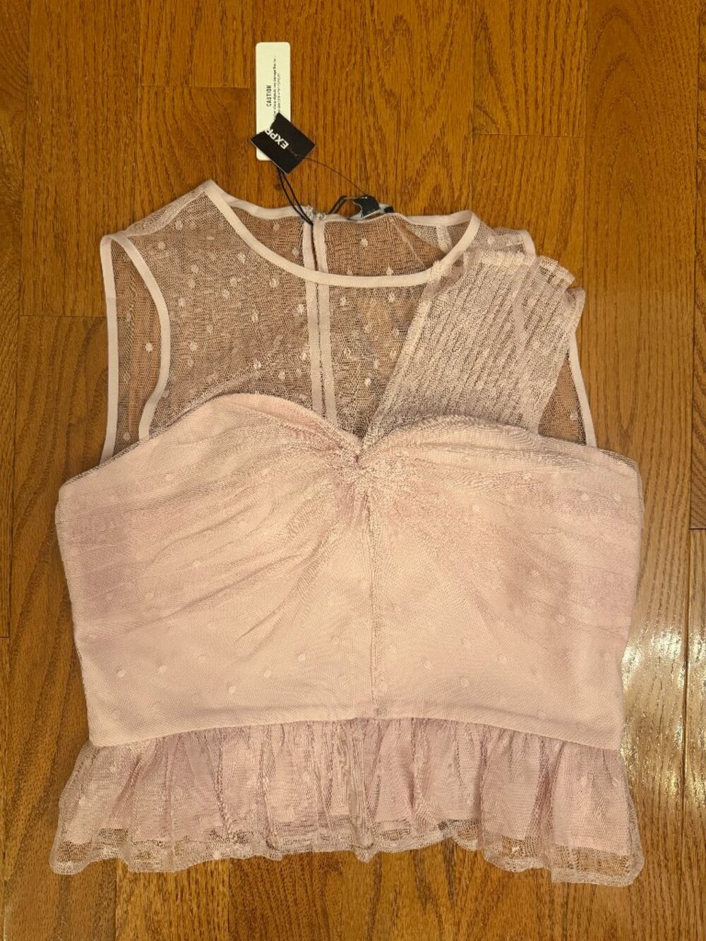 Express Pink Sheer Ruffle Top